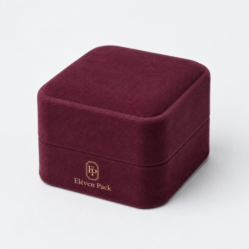 Dark Red Suede Bangle Box with Red Lining - closed product view - JB-BM-07-P15
