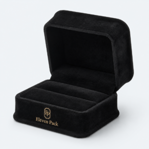 Blue Suede Ring Box Dark - open product view - JB-BM-07-P16