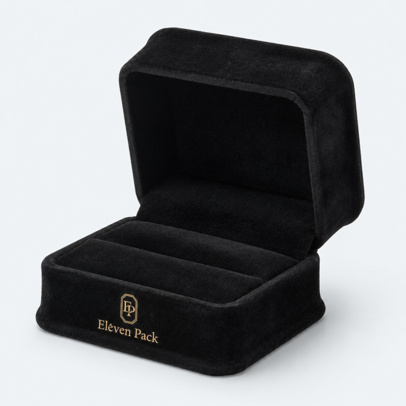 Blue Suede Ring Box Dark - open product view - JB-BM-07-P16