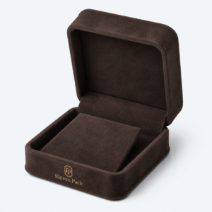 Brown Suede Premium Necklace Box - open product view - JB-BM-07-P17