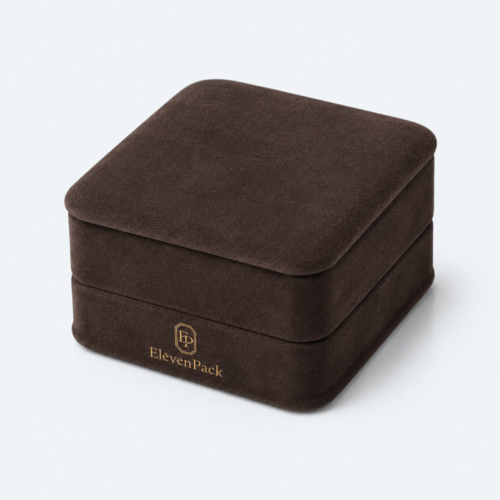 Brown Suede Premium Necklace Box - closed product view - JB-BM-07-P17