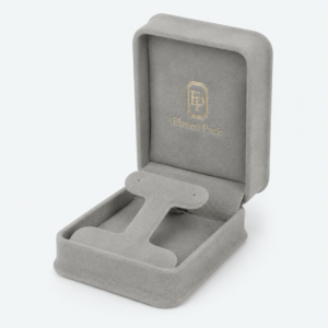 Black Gray Suede Premium Lined Earring Box - open product view - JB-BM-07-P18