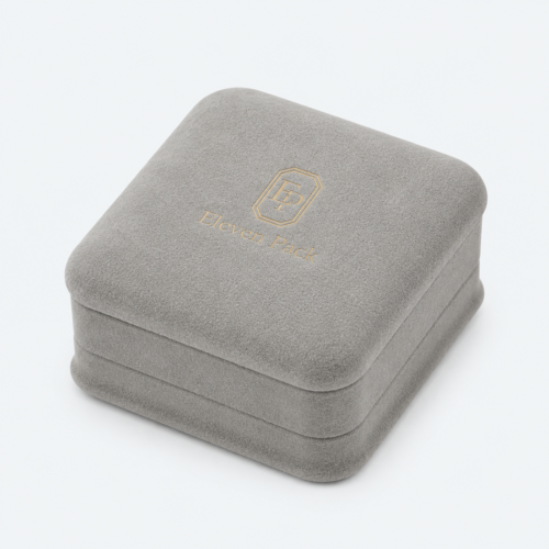 Black Gray Suede Premium Lined Earring Box - closed product view - JB-BM-07-P18