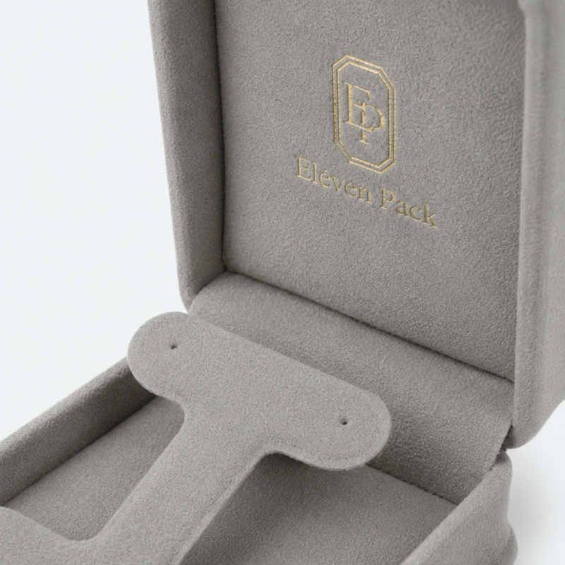 Black Gray Suede Premium Lined Earring Box - material or structure detail - JB-BM-07-P18