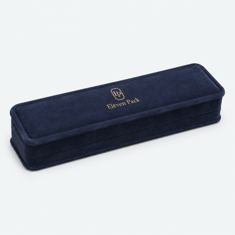 Navy Suede Premium Lined Jewelry Box for Bracelets - closed product view - JB-BM-07-P19