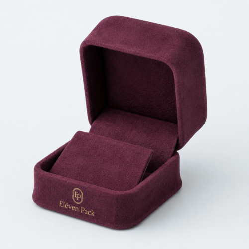 Burgundy Suede Premium Earring Box - open product view - JB-BM-07-P22