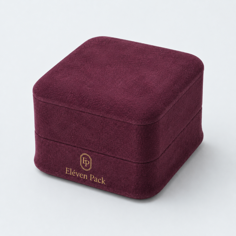 Burgundy Suede Premium Earring Box - closed product view - JB-BM-07-P22