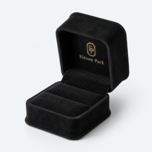 Black Suede Premium Lined Ring Box - open product view - JB-BM-07-P23