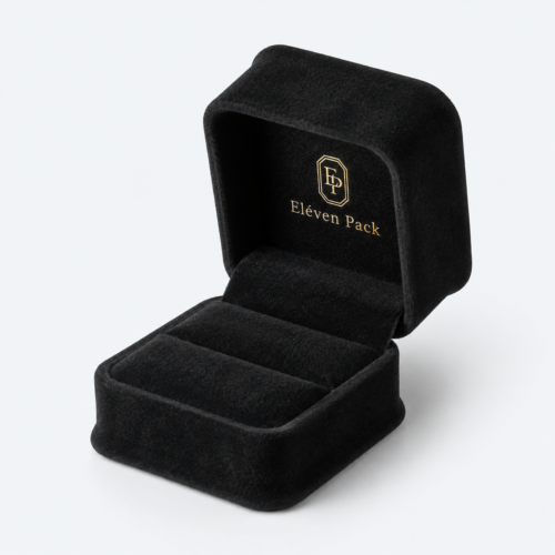 Black Suede Premium Lined Ring Box - open product view - JB-BM-07-P23