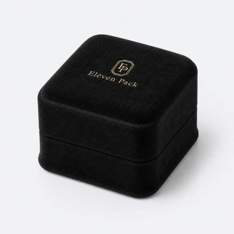 Black Suede Premium Lined Ring Box - closed product view - JB-BM-07-P23
