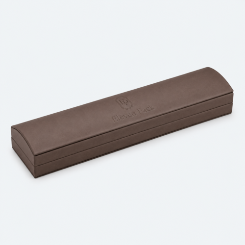 Brown Ribbon Bow Luxury Custom Ring Box - closed product view - JB-BM-07-P6