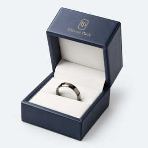 Blue Silk Luxury Custom Ring Box - open product view - JB-BM-07-P7