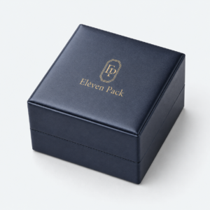 Blue Silk Luxury Custom Ring Box - closed product view - JB-BM-07-P7