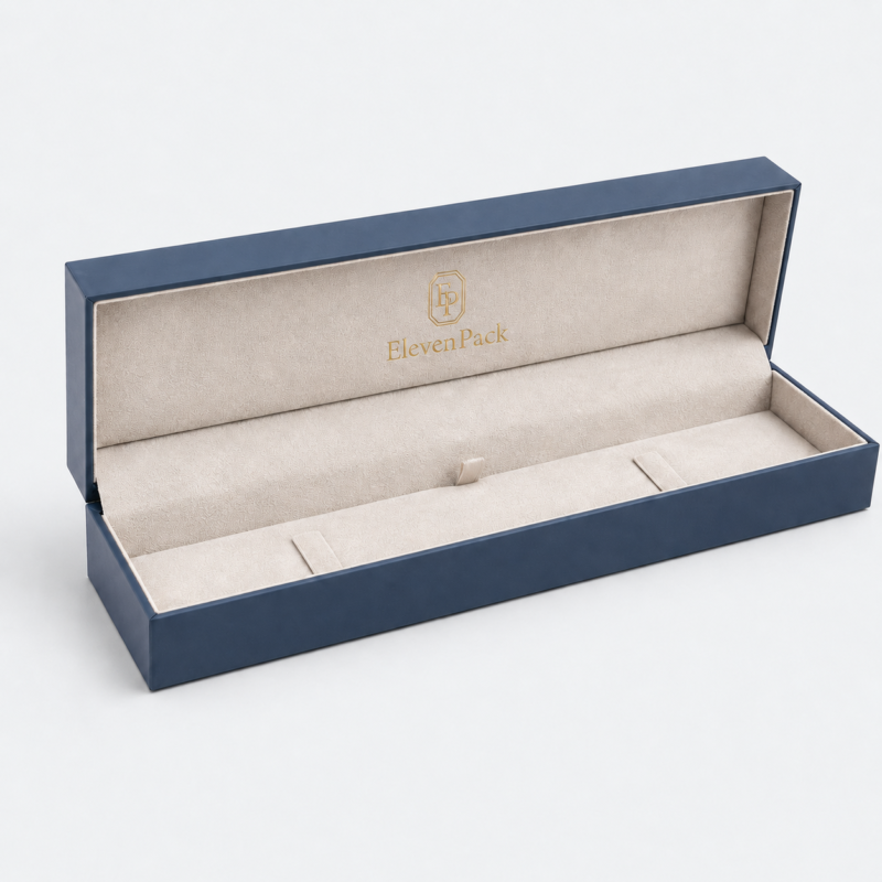 Leather Sharp-Corner Luxury Jewelry Packaging Box - open product view - JB-BM-07-P9 Leather Sharp-Corner Luxury Jewelry Packaging Box - open product view - JB-BM-07-P9
