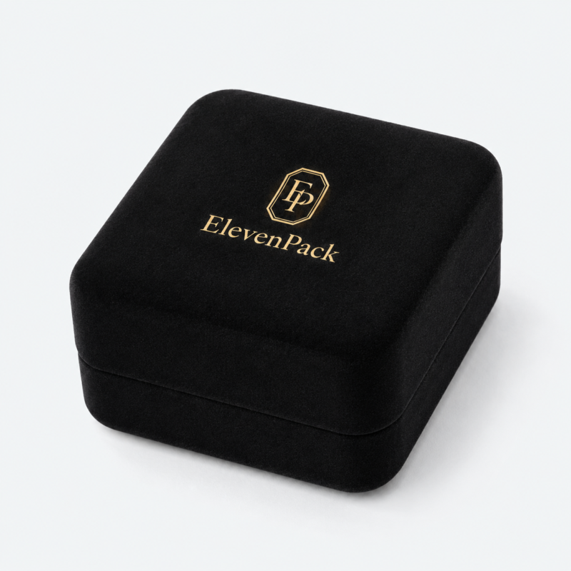 Black Velvet Premium Jewelry Box for Rings and Earrings - closed product view - JB-BM-08-P1