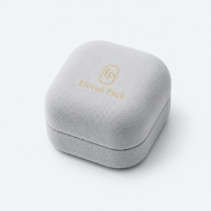 Gray Velvet Rounded Corner Premium Ring Box - closed product view - JB-BM-08-P10
