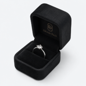 Black Velvet Premium Ring Box - open product view - JB-BM-08-P11