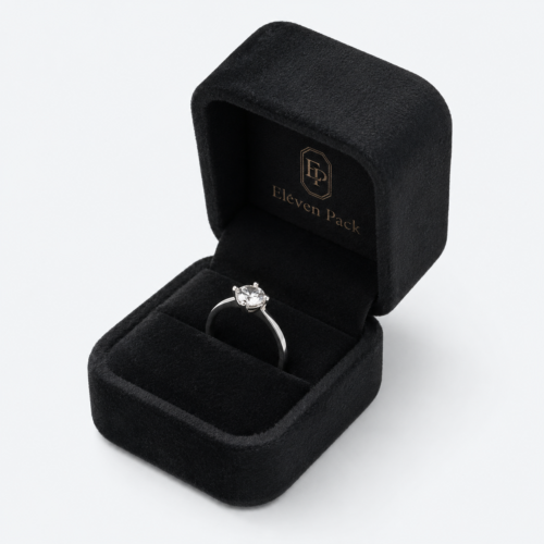 Black Velvet Premium Ring Box - open product view - JB-BM-08-P11