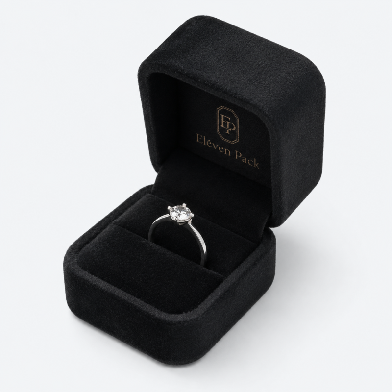 Black Velvet Premium Ring Box - open product view - JB-BM-08-P11