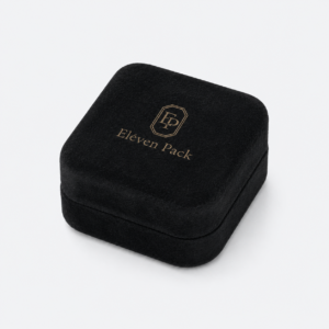 Black Velvet Premium Ring Box - closed product view - JB-BM-08-P11