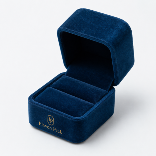 Royal Blue Velvet Premium Ring Box - open product view - JB-BM-08-P12