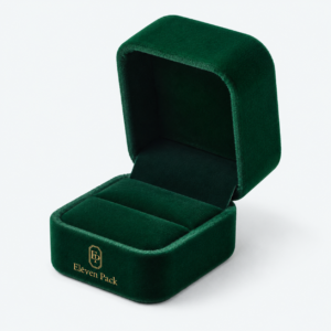 Emerald Green Velvet Premium Ring Box - open product view - JB-BM-08-P13
