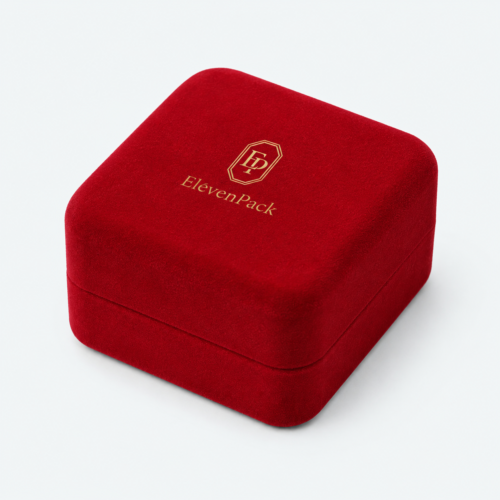 Red Black Velvet Premium Lined Ring Box - closed product view - JB-BM-08-P14