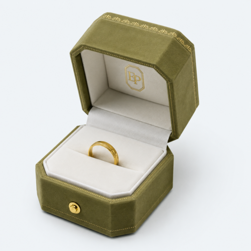 Green Velvet Premium Ring Box - open product view - JB-BM-08-P15