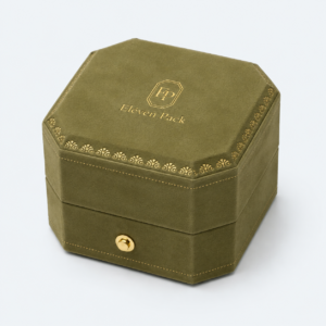 Green Velvet Premium Ring Box - closed product view - JB-BM-08-P15 Green Velvet Premium Ring Box - closed product view - JB-BM-08-P15