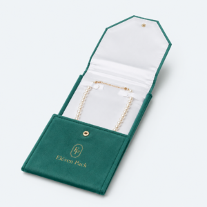 Green Velvet Premium Necklace Box - open product view - JB-BM-08-P16 Green Velvet Premium Necklace Box - open product view - JB-BM-08-P16