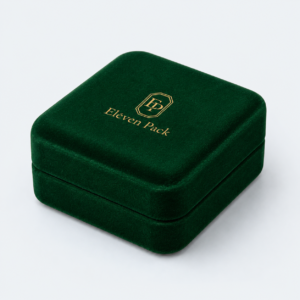 Green Velvet With LED Light Premium Ring Box - closed product view - JB-BM-08-P2