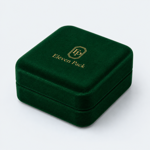 Green Velvet With LED Light Premium Ring Box - closed product view - JB-BM-08-P2