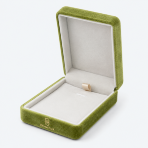 Green Velvet Premium Necklace Box for Necklace - open product view - JB-BM-08-P20