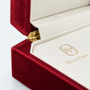 Red Velvet Premium Necklace Box - closed product view - JB-BM-08-P21 Red Velvet Premium Necklace Box - closed product view - JB-BM-08-P21