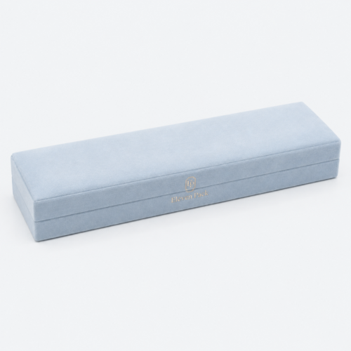Sky Blue Velvet Vertical Premium Necklace Box - closed product view - JB-BM-08-P22