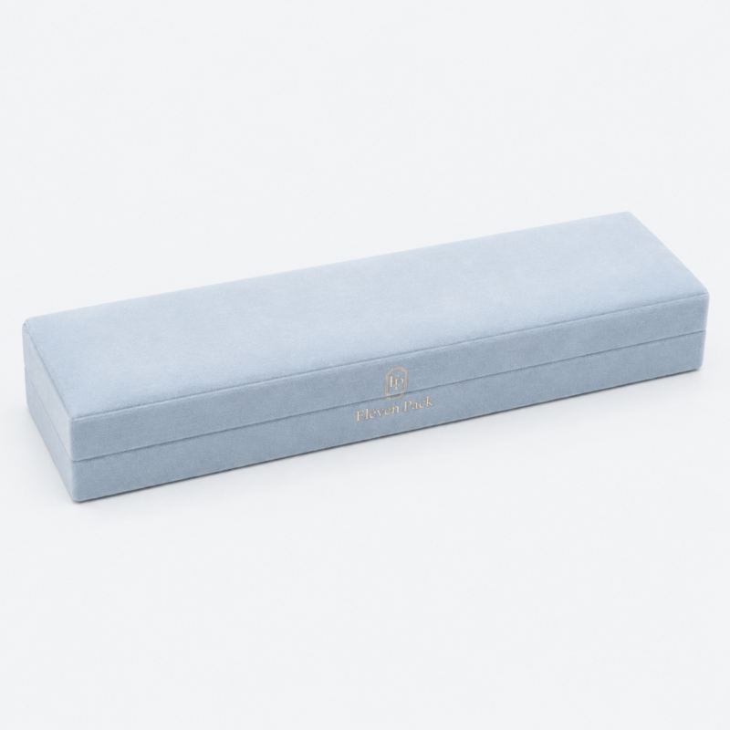 Sky Blue Velvet Vertical Premium Necklace Box - closed product view - JB-BM-08-P22