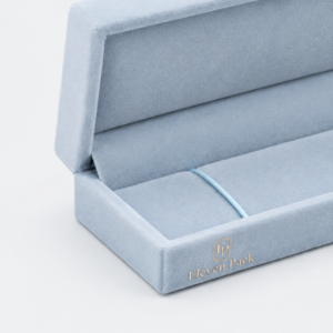 Sky Blue Velvet Vertical Premium Necklace Box - material or structure detail - JB-BM-08-P22