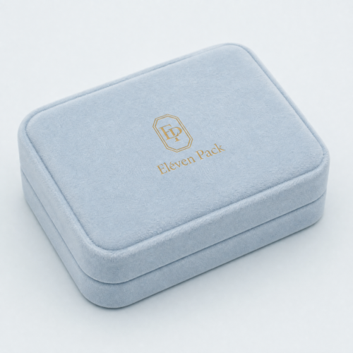 Sky Blue Velvet Premium Necklace Box - open product view - JB-BM-08-P23