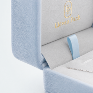 Sky Blue Velvet Premium Necklace Box - closed product view - JB-BM-08-P23