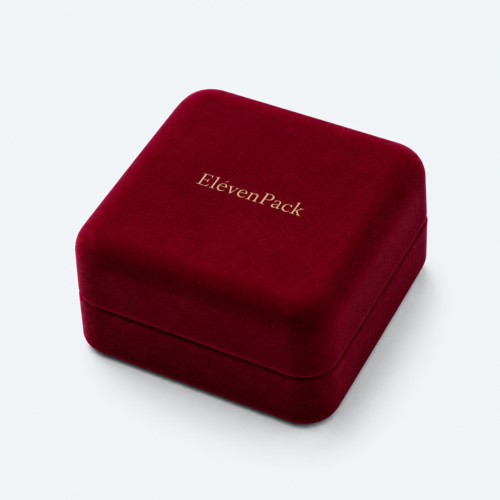 Bright Red Velvet Premium Earring Box - closed product view - JB-BM-08-P24