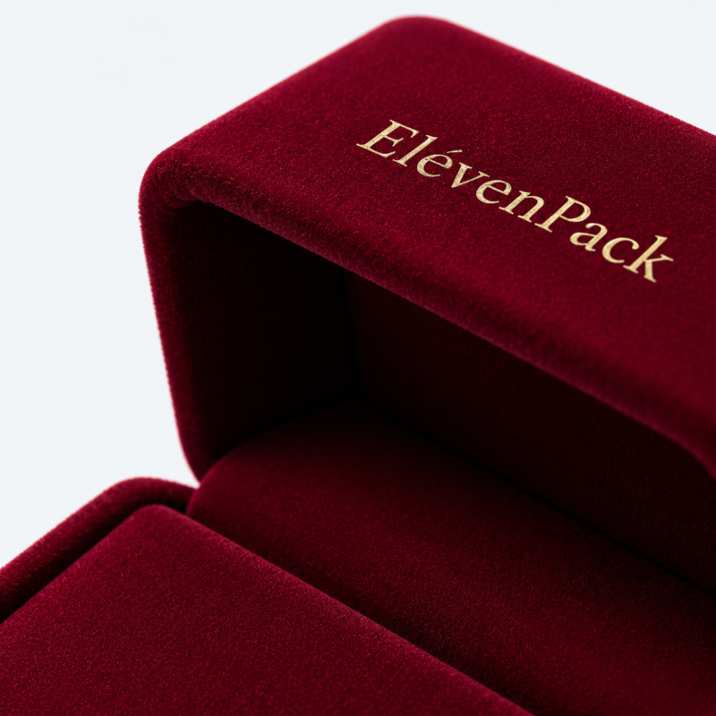 Bright Red Velvet Premium Earring Box - material or structure detail - JB-BM-08-P24 Bright Red Velvet Premium Earring Box - material or structure detail - JB-BM-08-P24
