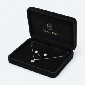 Black Velvet Premium Jewelry Packaging Box - open product view - JB-BM-08-P25
