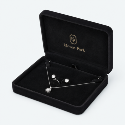 Black Velvet Premium Jewelry Packaging Box - open product view - JB-BM-08-P25