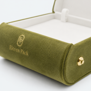 Green Velvet Button Closure Premium Necklace Box - material or structure detail - JB-BM-08-P26 Green Velvet Button Closure Premium Necklace Box - material or structure detail - JB-BM-08-P26