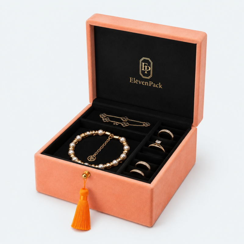 Yellow Velvet Premium Jewelry Organizer Box - open product view - JB-BM-08-P28 Yellow Velvet Premium Jewelry Organizer Box - open product view - JB-BM-08-P28