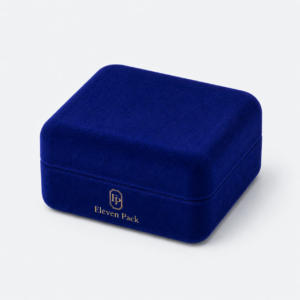 Blue Velvet With LED Light Premium Ring Box - closed product view - JB-BM-08-P3