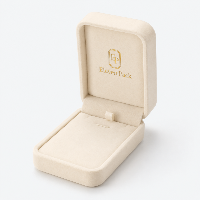 Pure White Velvet Ring Box - open product view - JB-BM-08-P31 Pure White Velvet Ring Box - open product view - JB-BM-08-P31