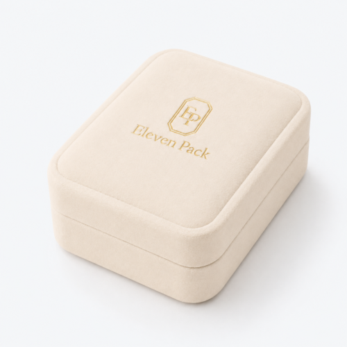 Pure White Velvet Ring Box - closed product view - JB-BM-08-P31