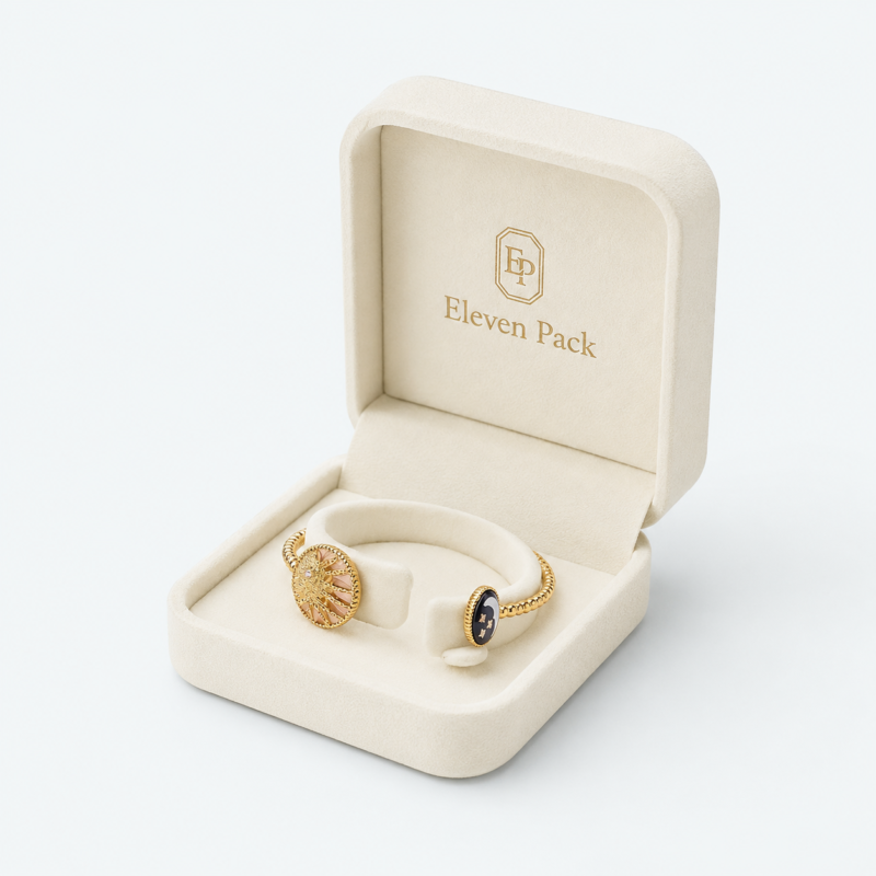 Off-White Velvet Lined Jewelry Box for Bangles - open product view - JB-BM-08-P32 Off-White Velvet Lined Jewelry Box for Bangles - open product view - JB-BM-08-P32