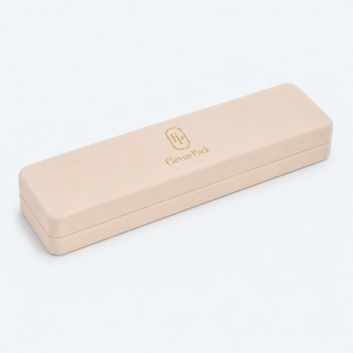 White Velvet Long Necklace Box - closed product view - JB-BM-08-P34